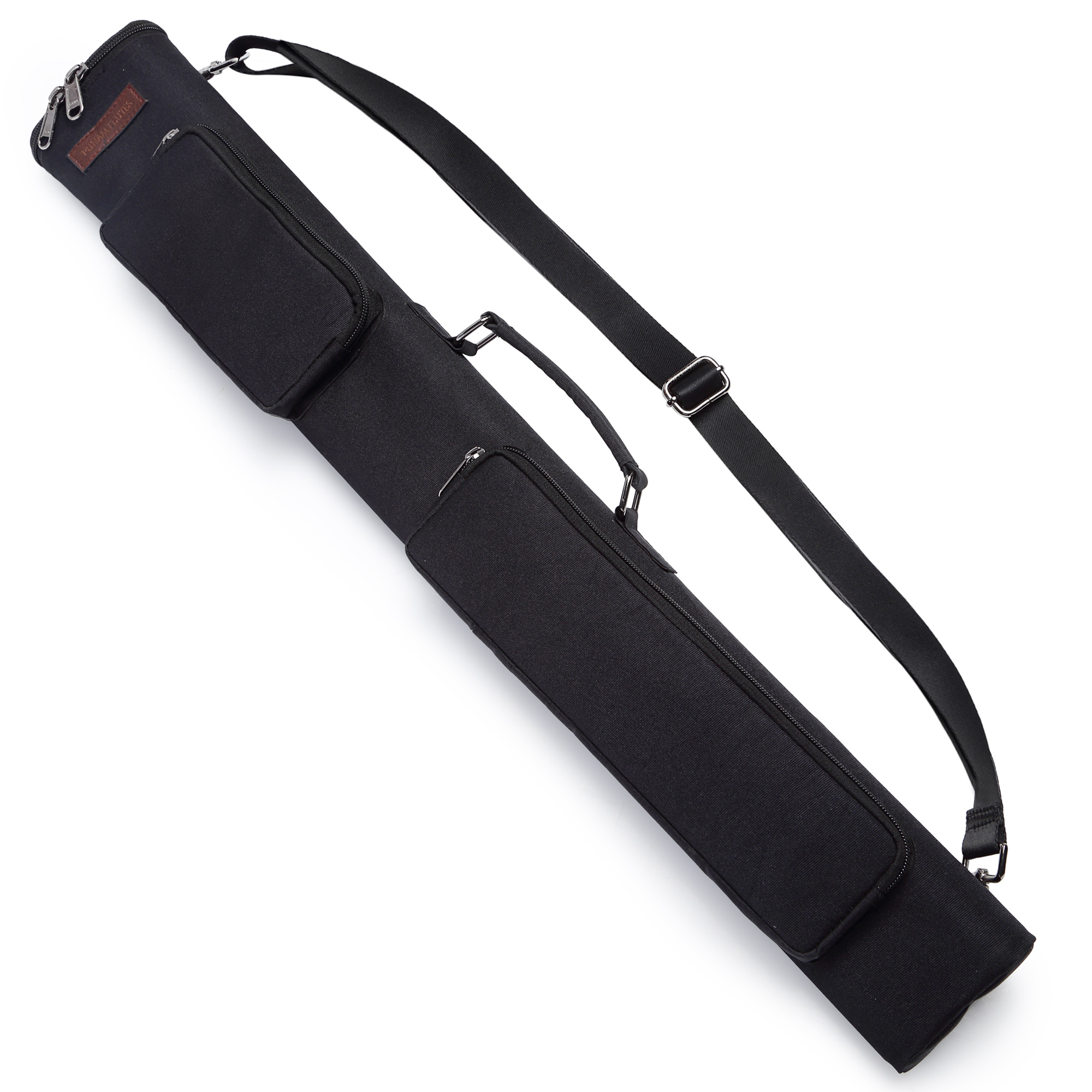Double Flutes Matte Black Case With Pocket size 35 inches