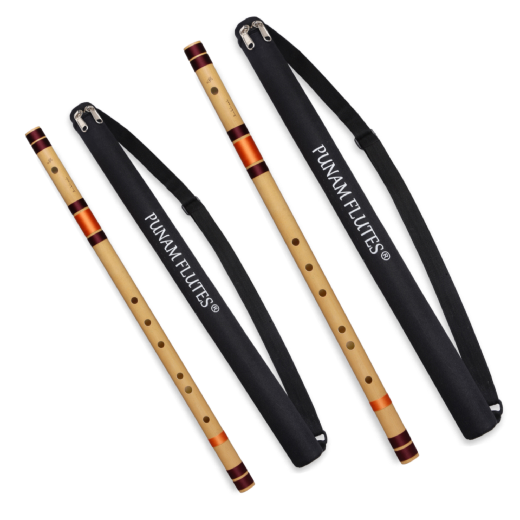 Combo 2 Flutes Set D Natural Base and E Natural Base Right Hand Bansuri (Flutes)