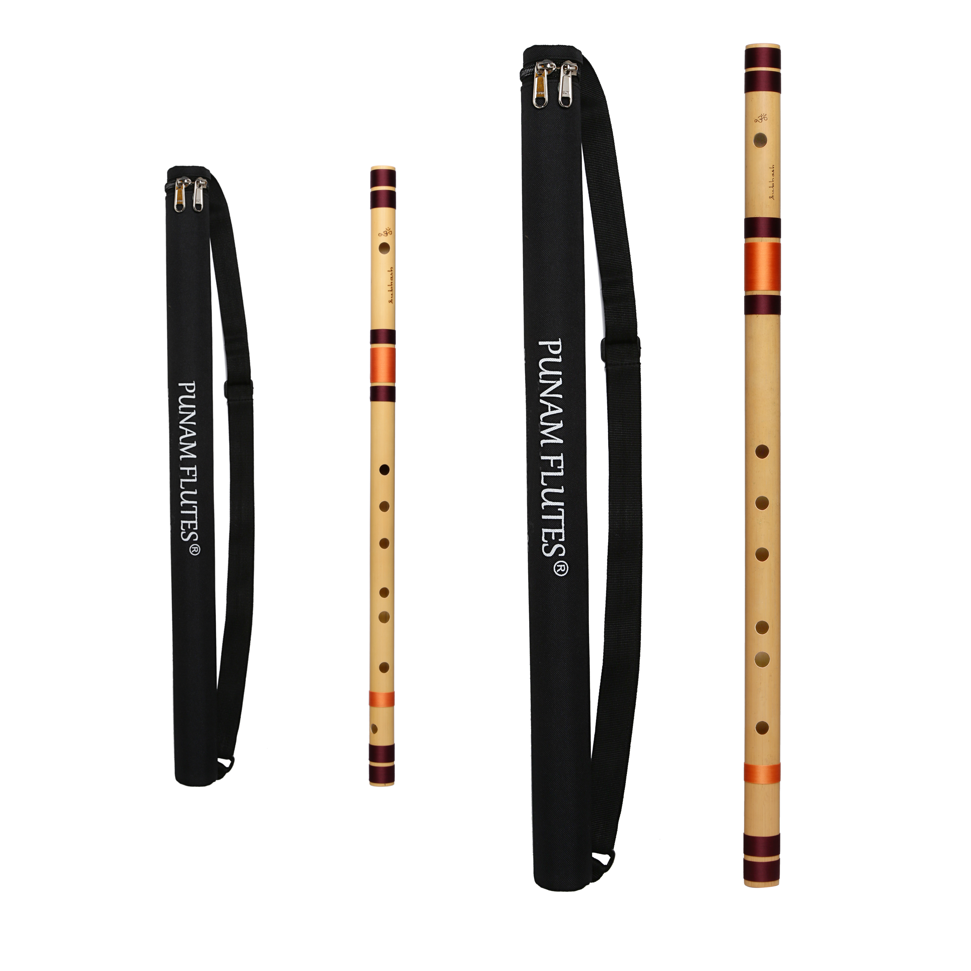 Combo 2 Flutes Set E Natural Base and E Natural Medium Right Hand Bansuri (Flutes)