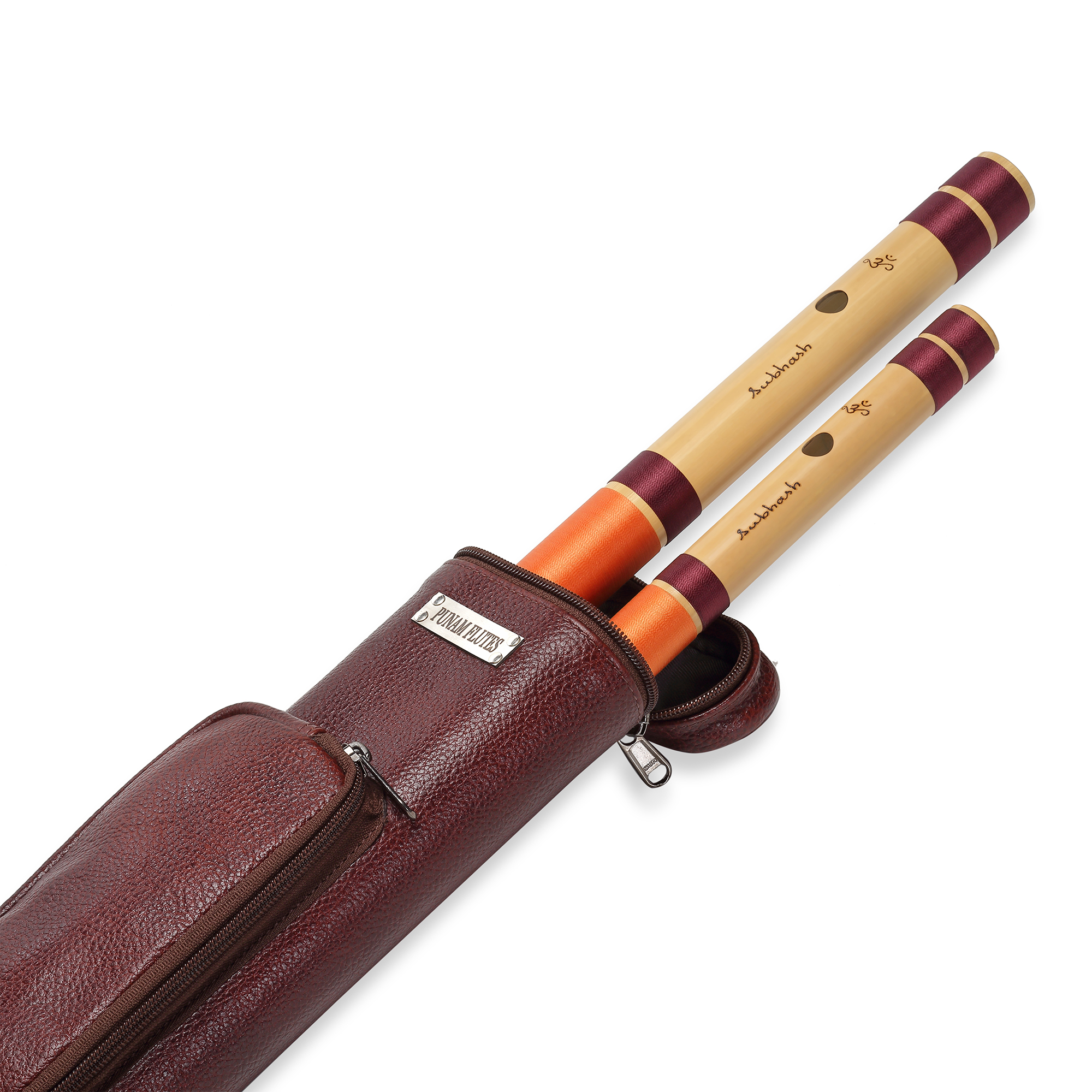 Double Leather Flutes Case With Pocket Size 31 inches